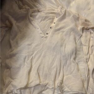 Abercrombie | Women’s White Mesh Cover-Up Shirt Top Hoodie Pullover Size Large